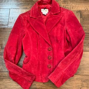 Live a Little brand Leather suede blazer- size S (hot/deep pink-can look reddish